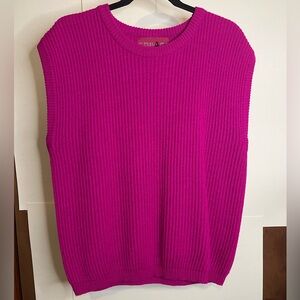 VTG 80s Collage Women’s Size L Fuchsia Pink Acrylic Sleeveless Knit Sweater